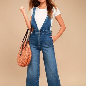 Free People A-Line Medium Wash Overalls